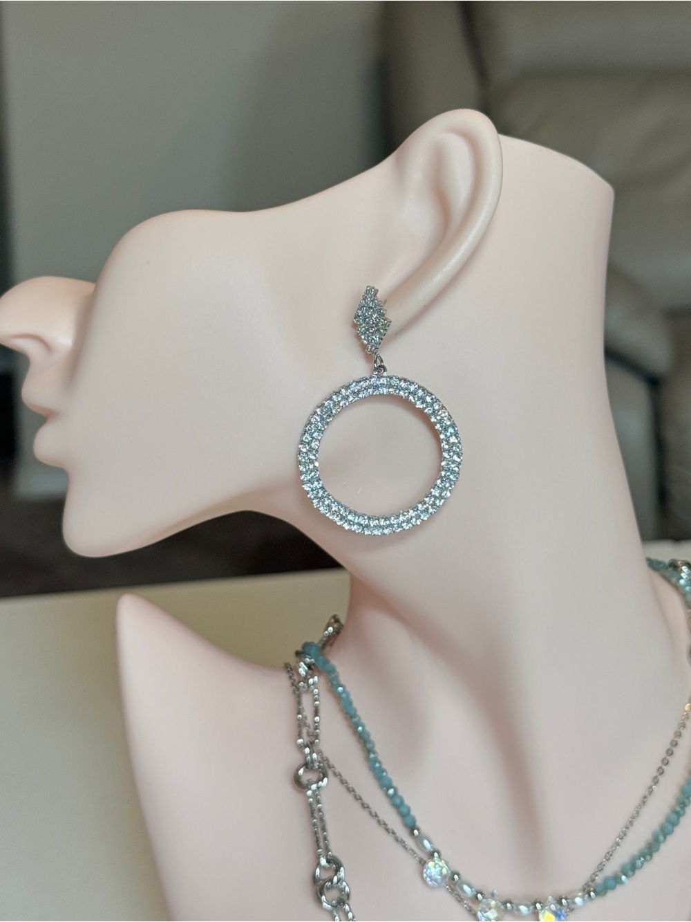Silver Crystal Drop Earrings